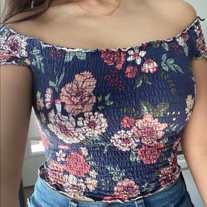 Garage off shoulder crop top